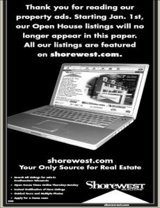 Shorewest Last Newspaper Ad
